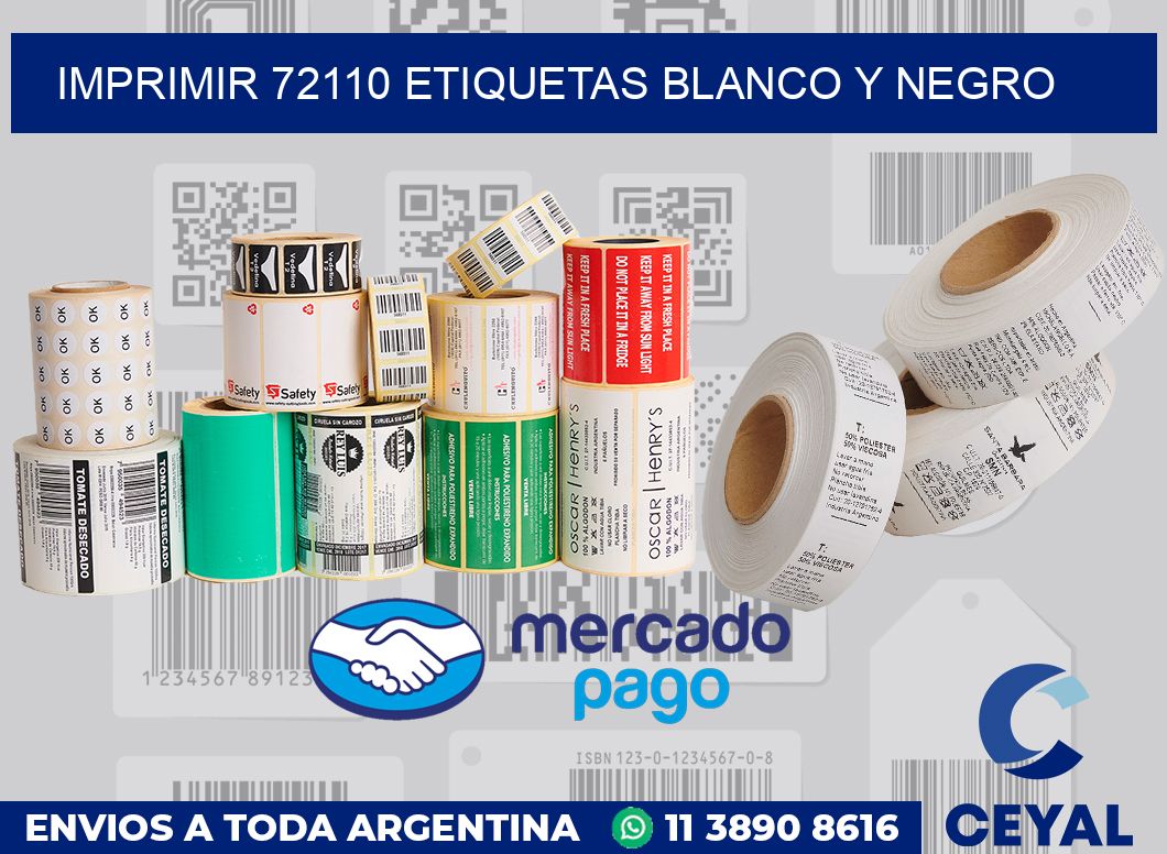 imprimir 72110 etiquetas blanco y negro