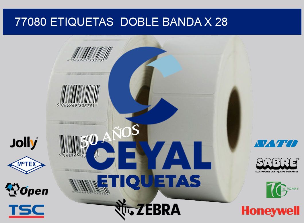 77080 etiquetas  doble banda x 28