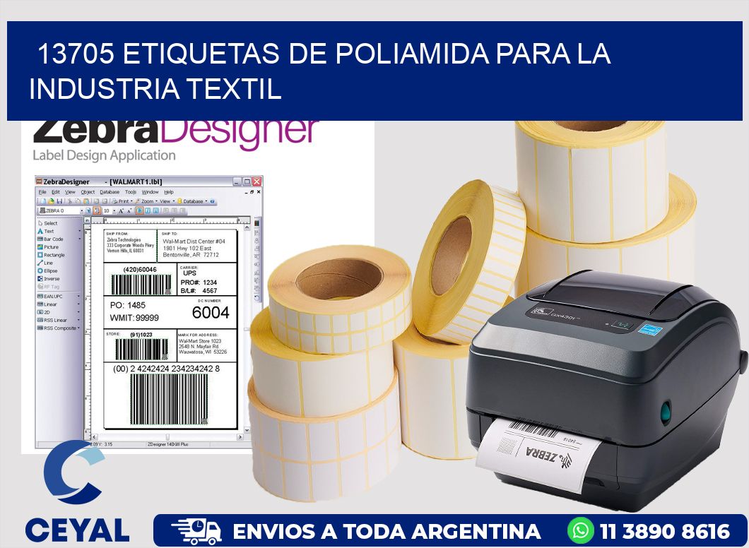 13705 ETIQUETAS DE POLIAMIDA PARA LA INDUSTRIA TEXTIL