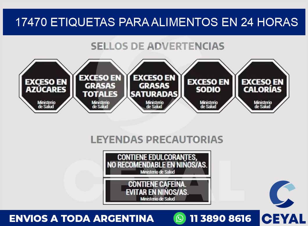 17470 ETIQUETAS PARA ALIMENTOS EN 24 HORAS