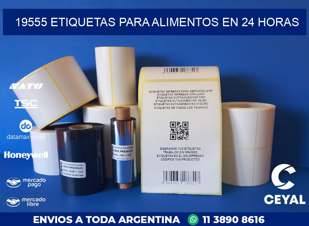 19555 ETIQUETAS PARA ALIMENTOS EN 24 HORAS