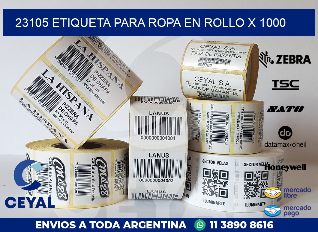 23105 ETIQUETA PARA ROPA EN ROLLO X 1000