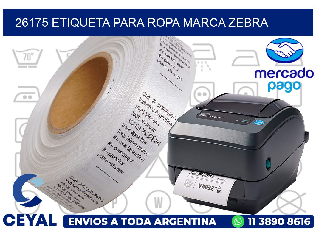 26175 ETIQUETA PARA ROPA MARCA ZEBRA