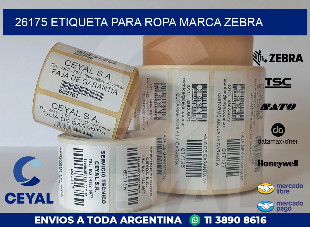 26175 ETIQUETA PARA ROPA MARCA ZEBRA