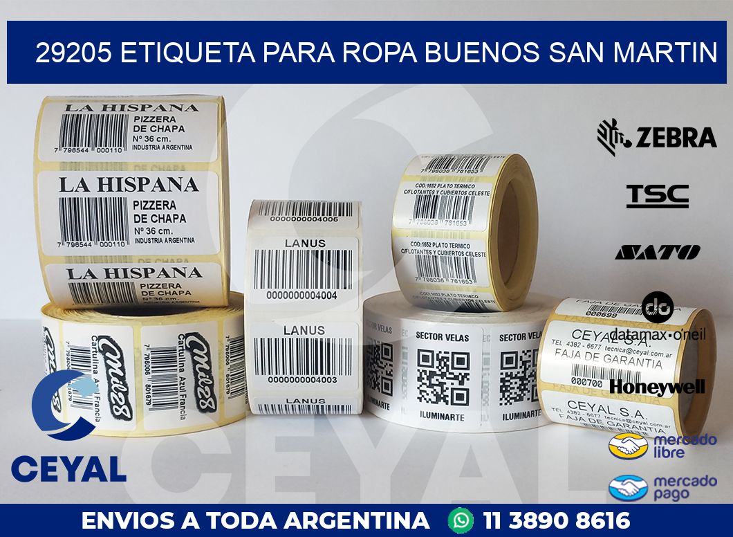 29205 ETIQUETA PARA ROPA BUENOS SAN MARTIN