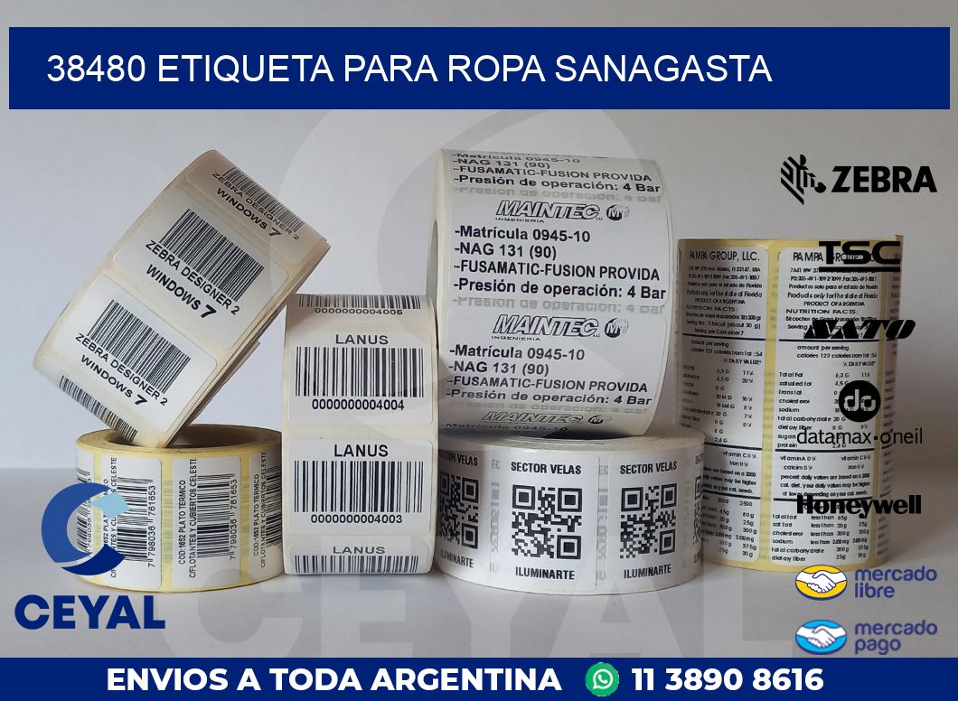 38480 ETIQUETA PARA ROPA SANAGASTA