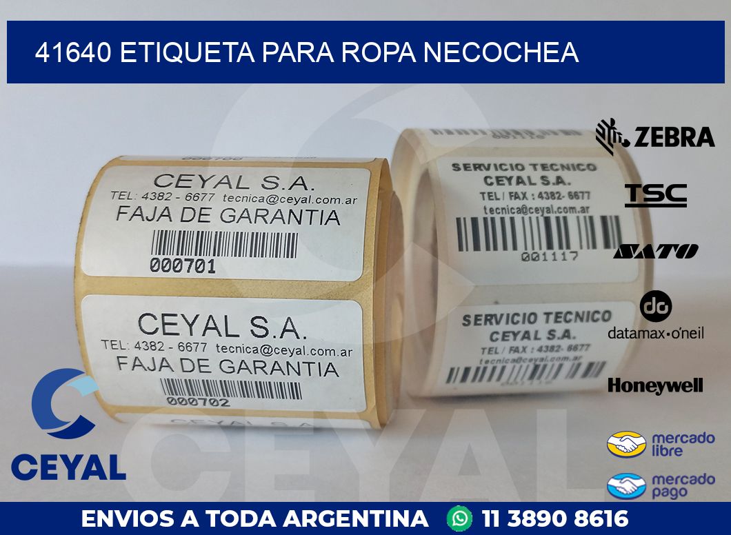 41640 ETIQUETA PARA ROPA NECOCHEA