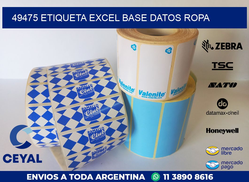 49475 etiqueta excel base datos ropa