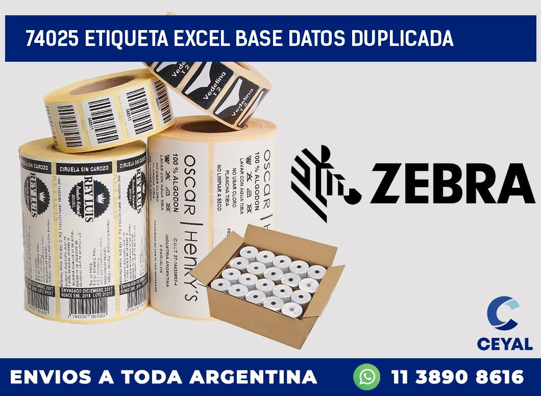 74025 etiqueta excel base datos duplicada