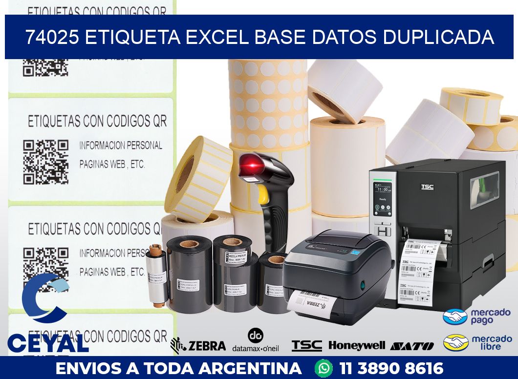 74025 etiqueta excel base datos duplicada