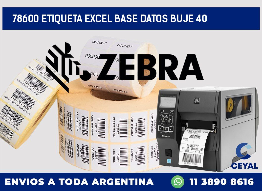 78600 etiqueta excel base datos buje 40