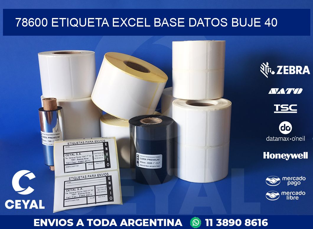 78600 etiqueta excel base datos buje 40