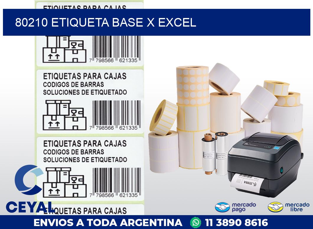 80210 etiqueta base x excel