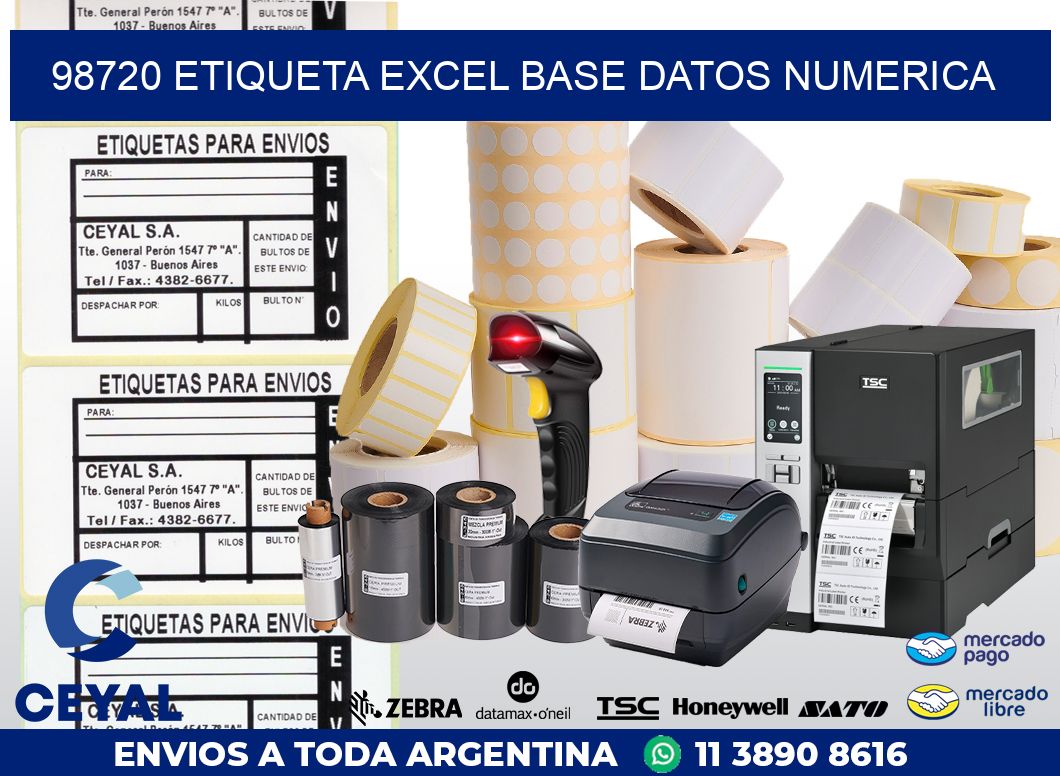 98720 etiqueta excel base datos numerica