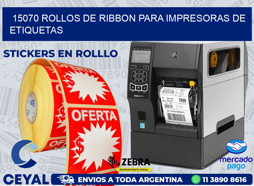 15070 ROLLOS DE RIBBON PARA IMPRESORAS DE ETIQUETAS