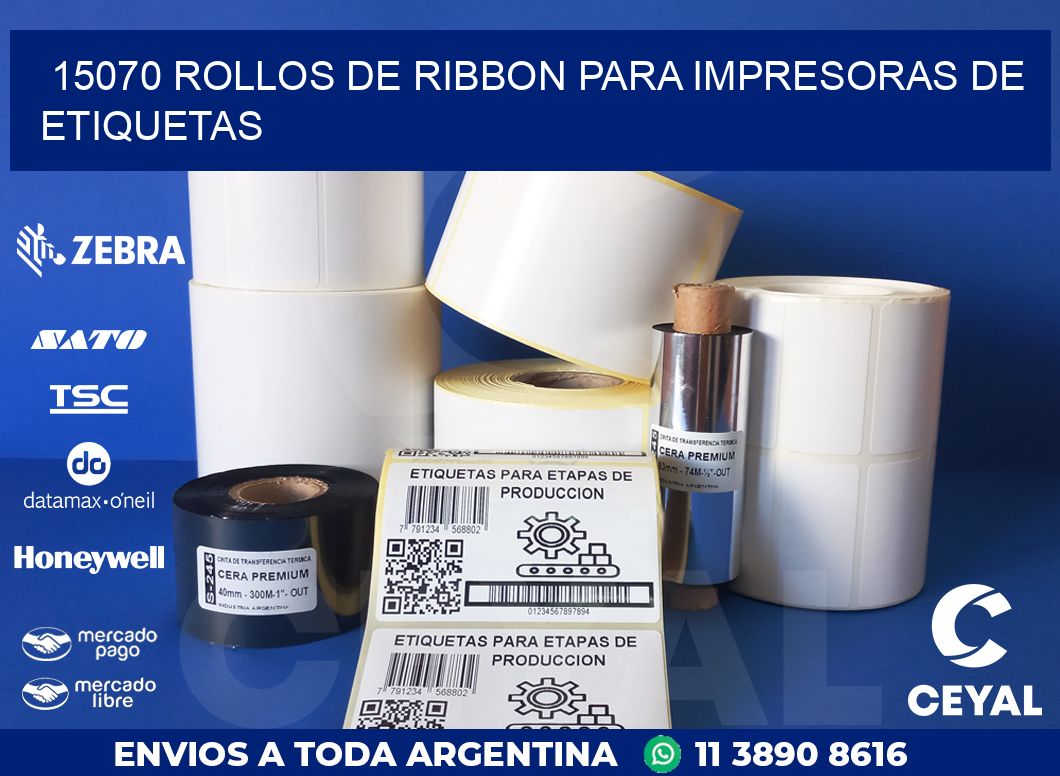 15070 ROLLOS DE RIBBON PARA IMPRESORAS DE ETIQUETAS