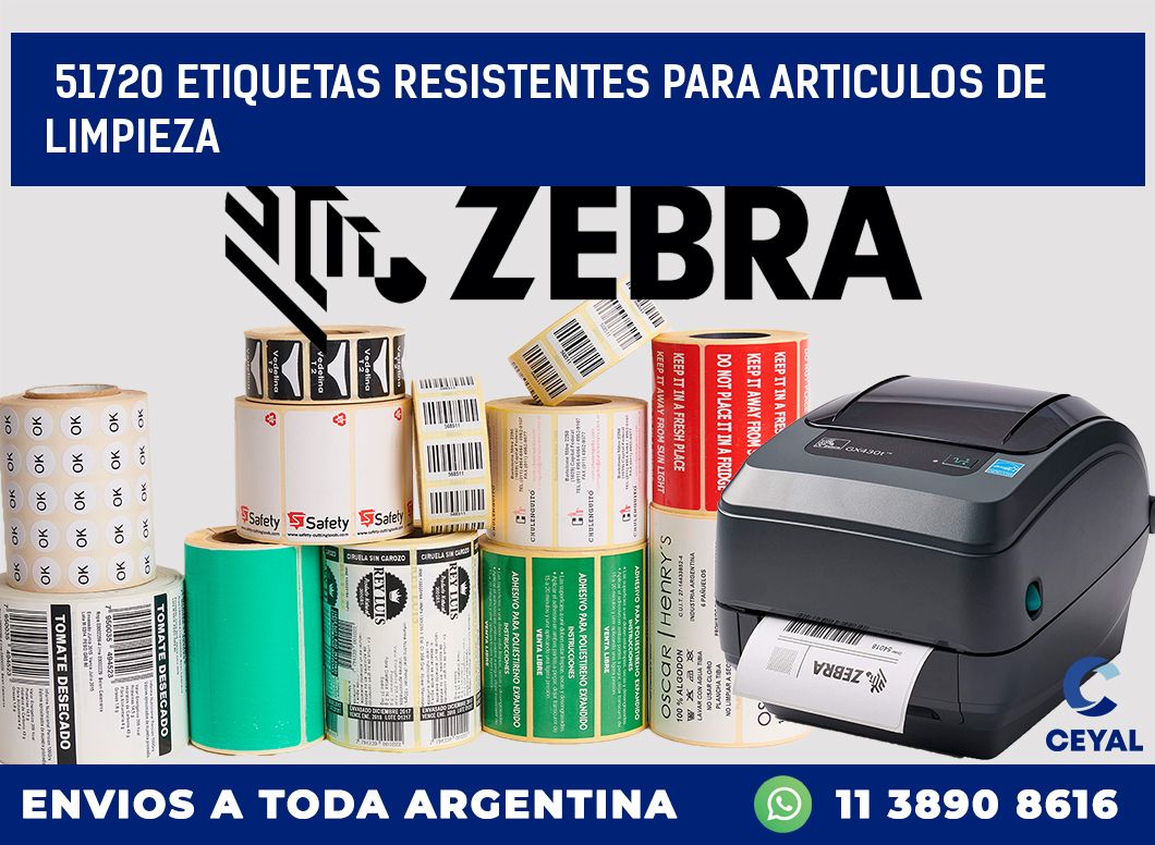 51720 ETIQUETAS RESISTENTES PARA ARTICULOS DE LIMPIEZA