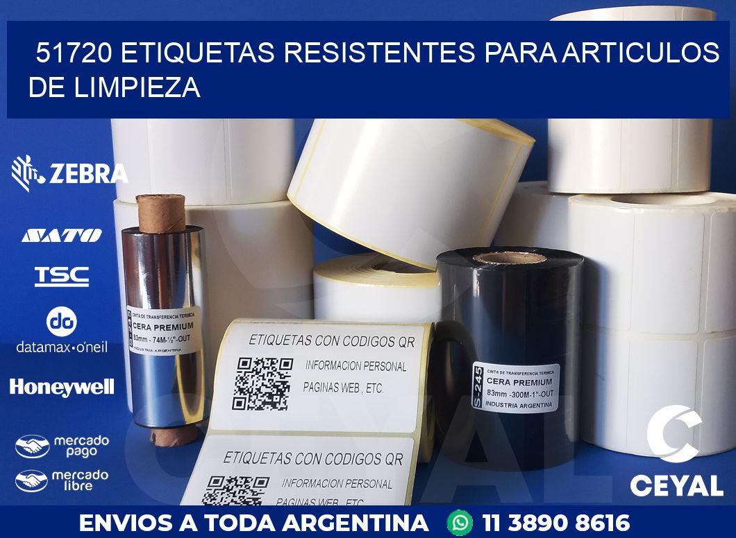 51720 ETIQUETAS RESISTENTES PARA ARTICULOS DE LIMPIEZA