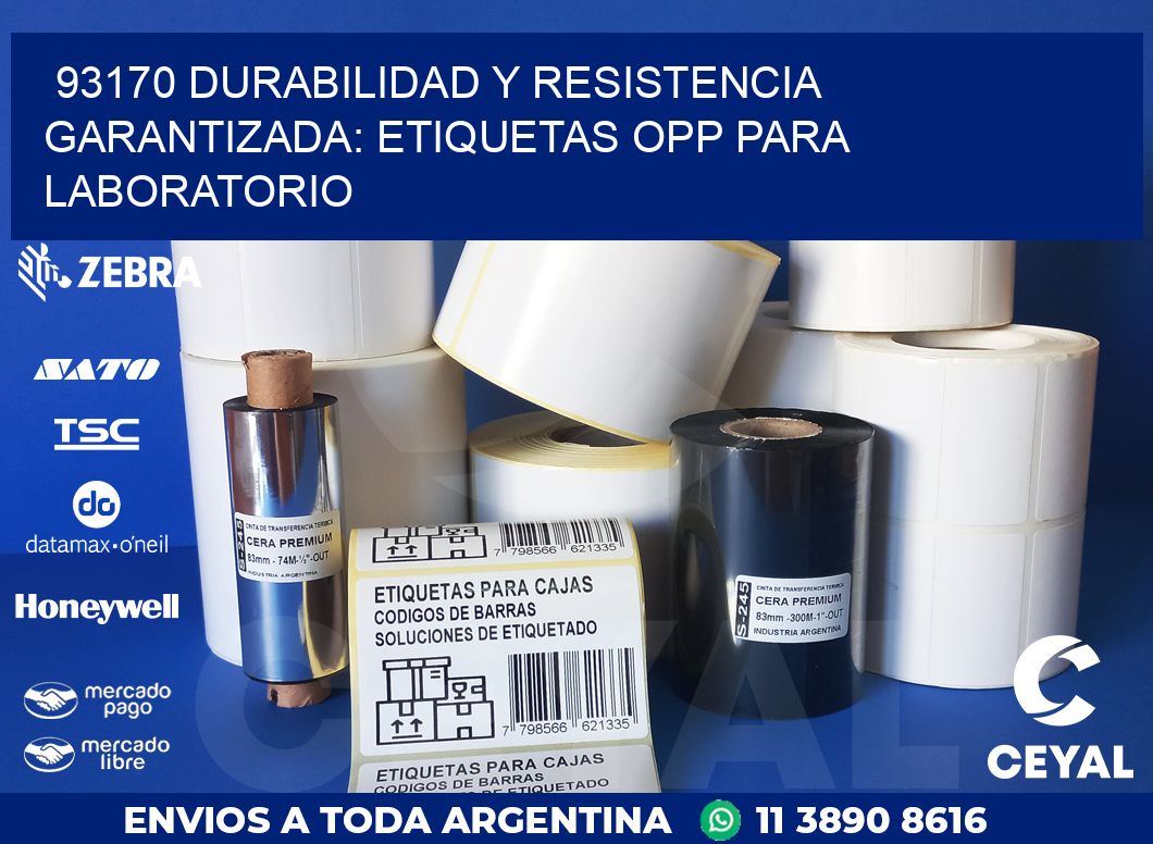 93170 DURABILIDAD Y RESISTENCIA GARANTIZADA: ETIQUETAS OPP PARA LABORATORIO