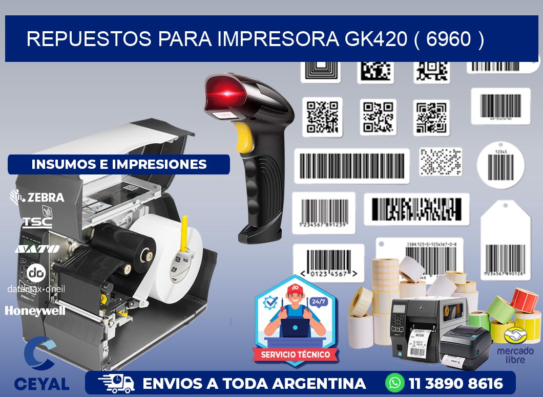 REPUESTOS PARA IMPRESORA GK420 ( 6960 )