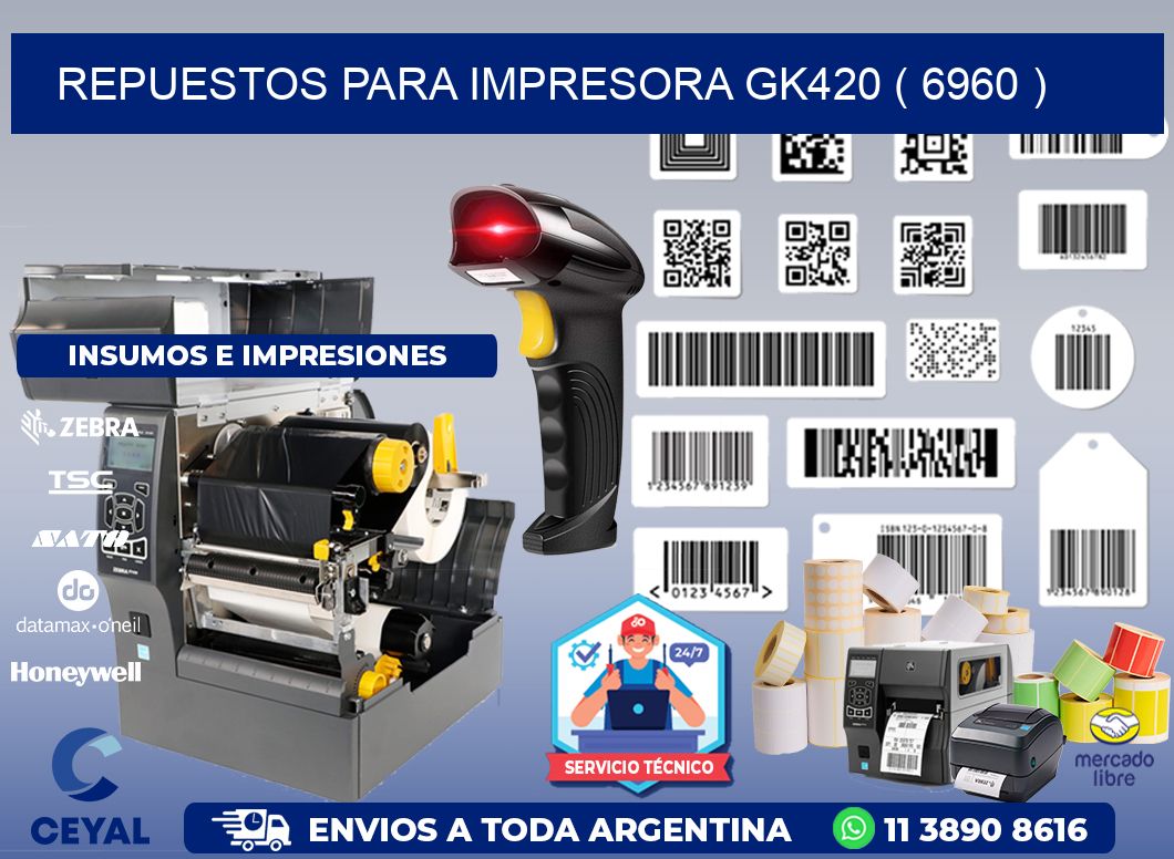 REPUESTOS PARA IMPRESORA GK420 ( 6960 )