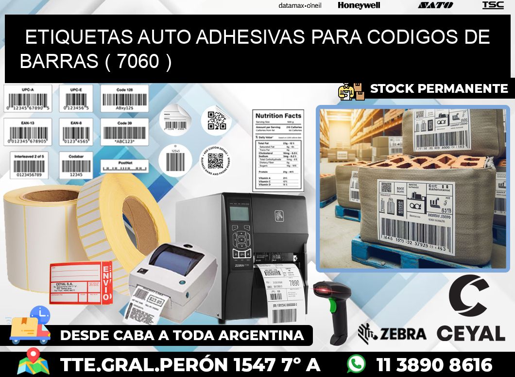 ETIQUETAS AUTO ADHESIVAS PARA CODIGOS DE BARRAS ( 7060 )