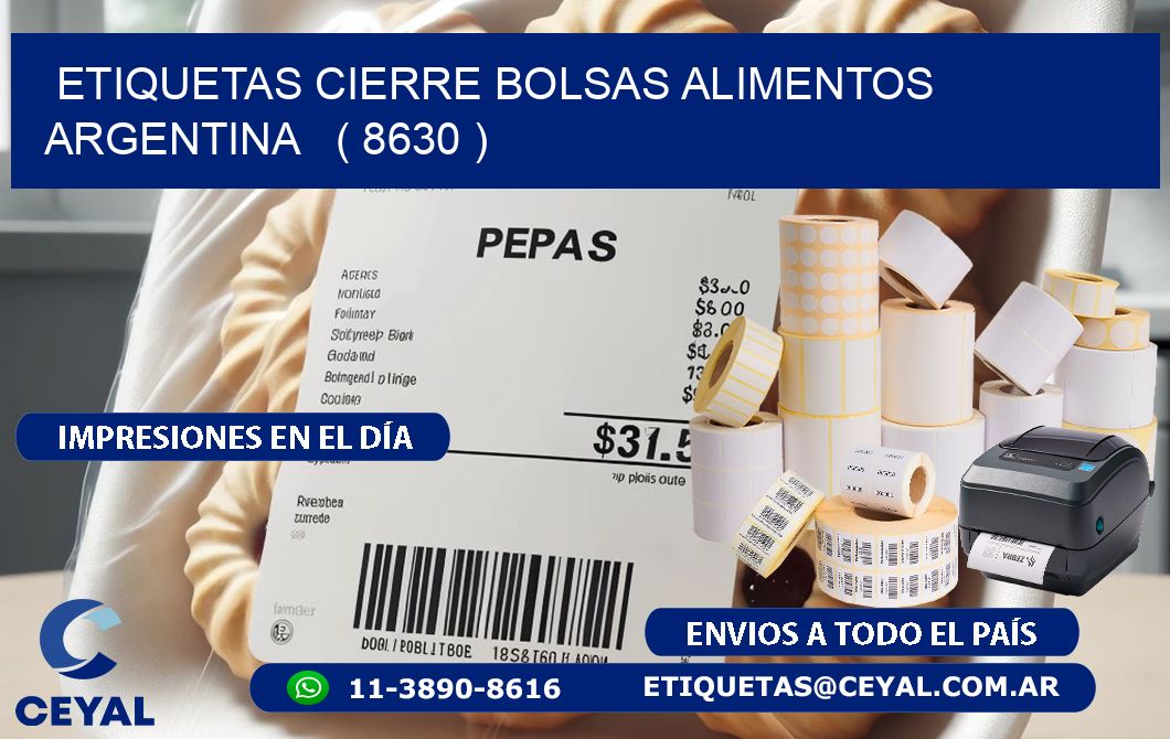 ETIQUETAS CIERRE BOLSAS ALIMENTOS ARGENTINA   ( 8630 )