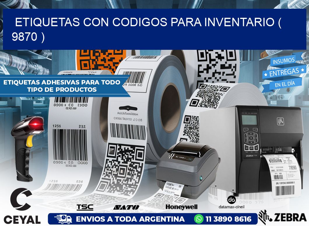 ETIQUETAS CON CODIGOS PARA INVENTARIO ( 9870 )