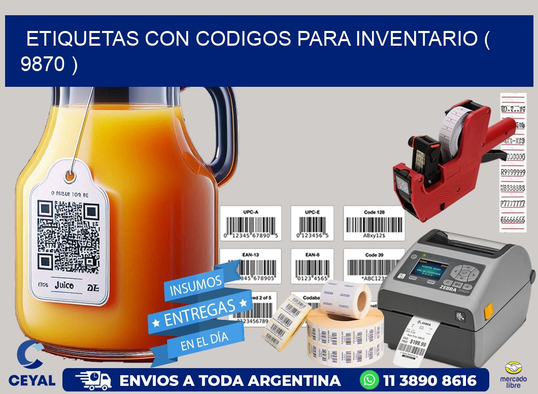 ETIQUETAS CON CODIGOS PARA INVENTARIO ( 9870 )