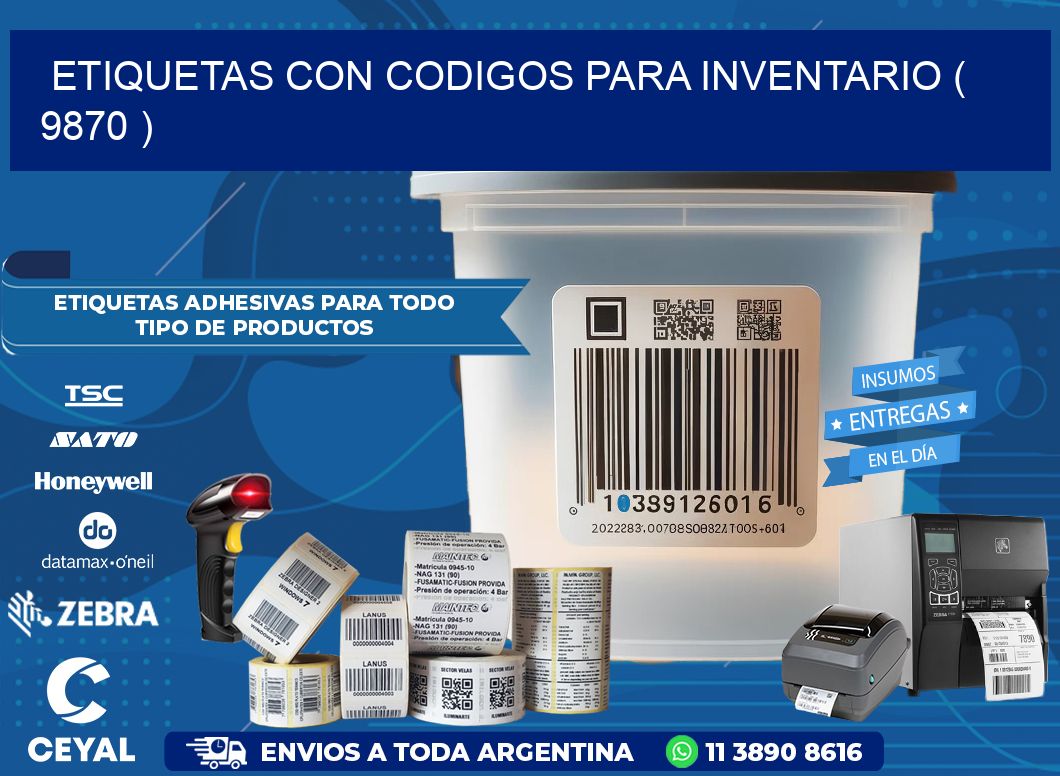 ETIQUETAS CON CODIGOS PARA INVENTARIO ( 9870 )