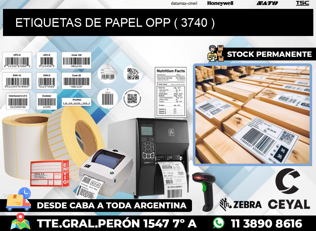 ETIQUETAS DE PAPEL OPP ( 3740 )