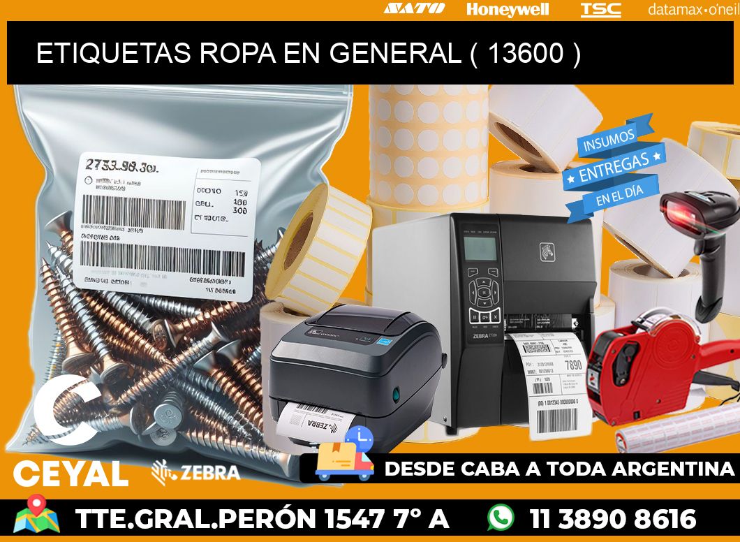 ETIQUETAS ROPA EN GENERAL ( 13600 )