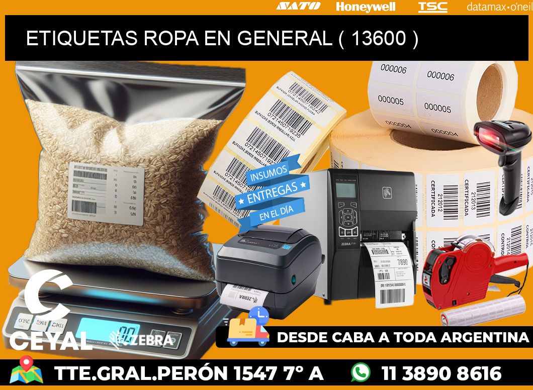 ETIQUETAS ROPA EN GENERAL ( 13600 )