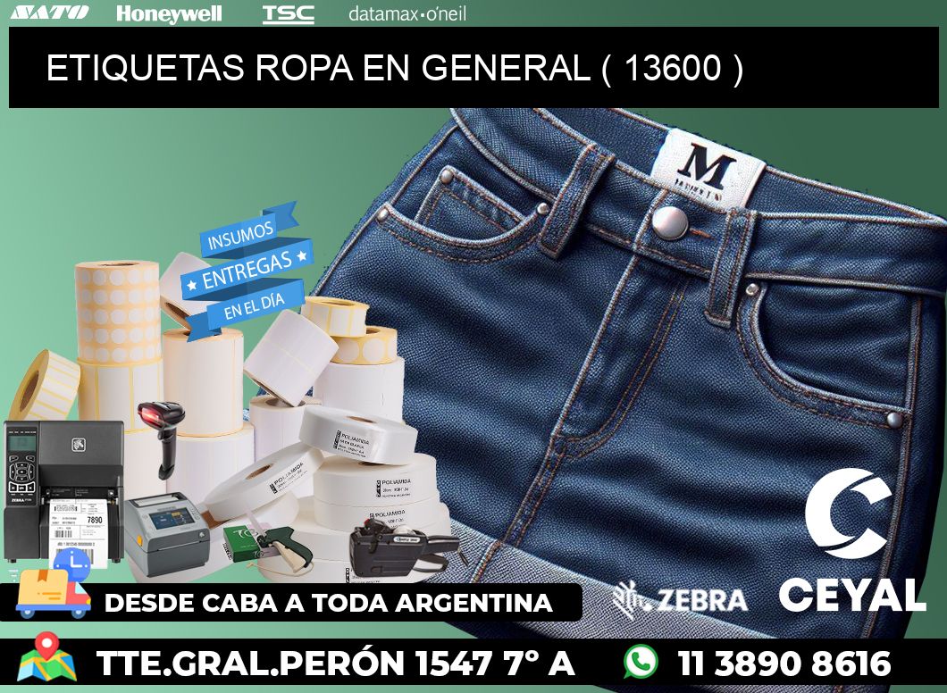 ETIQUETAS ROPA EN GENERAL ( 13600 )