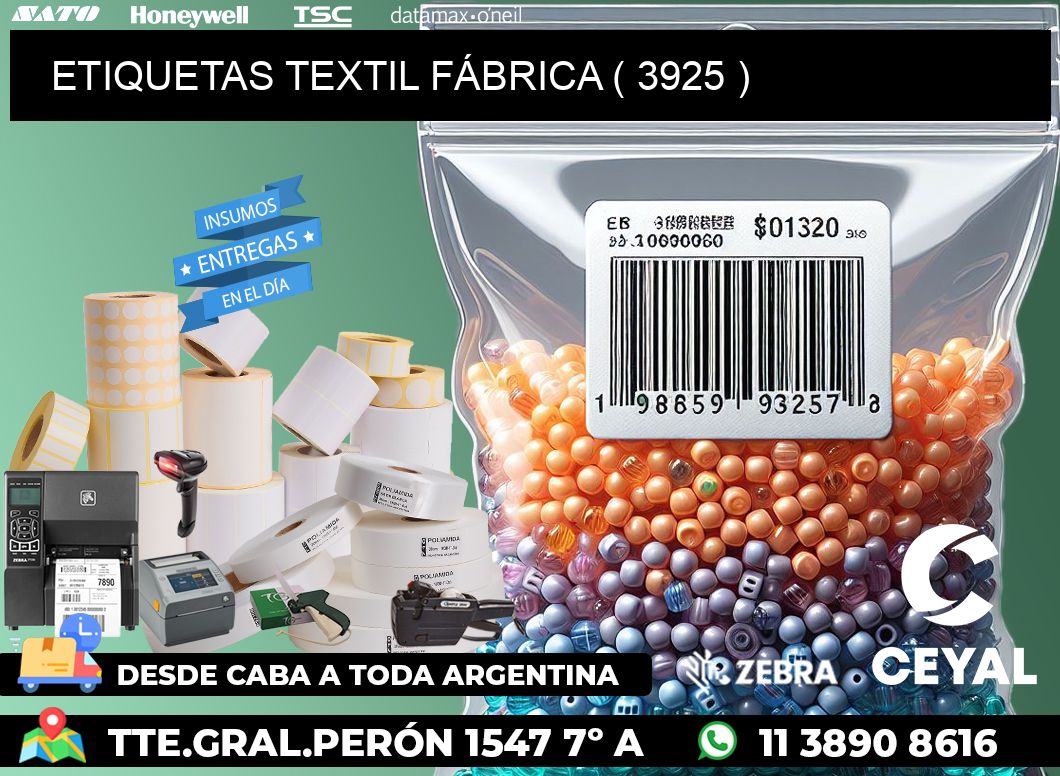 ETIQUETAS TEXTIL FÁBRICA ( 3925 )