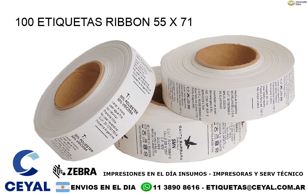 100 ETIQUETAS RIBBON 55 x 71