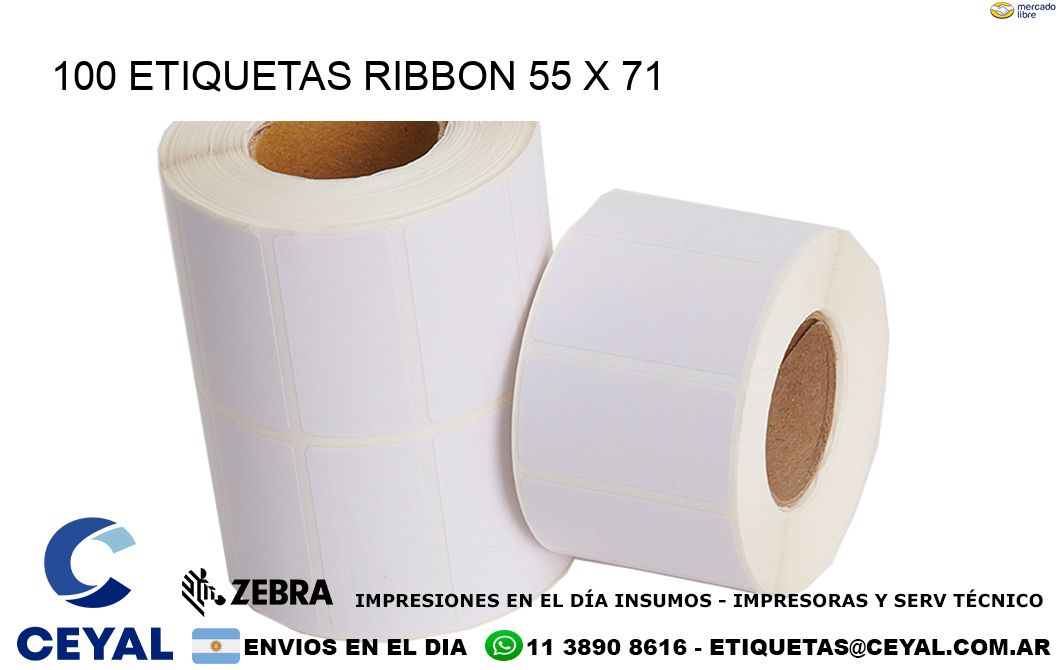 100 ETIQUETAS RIBBON 55 x 71