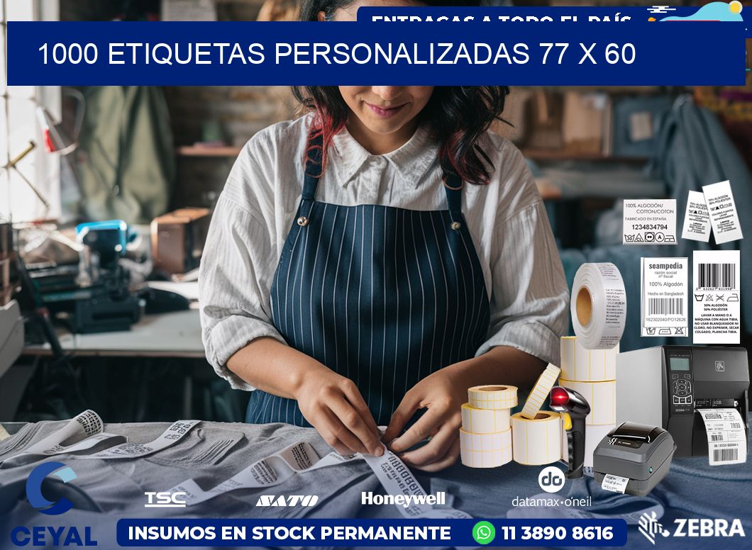 1000 ETIQUETAS PERSONALIZADAS 77 x 60