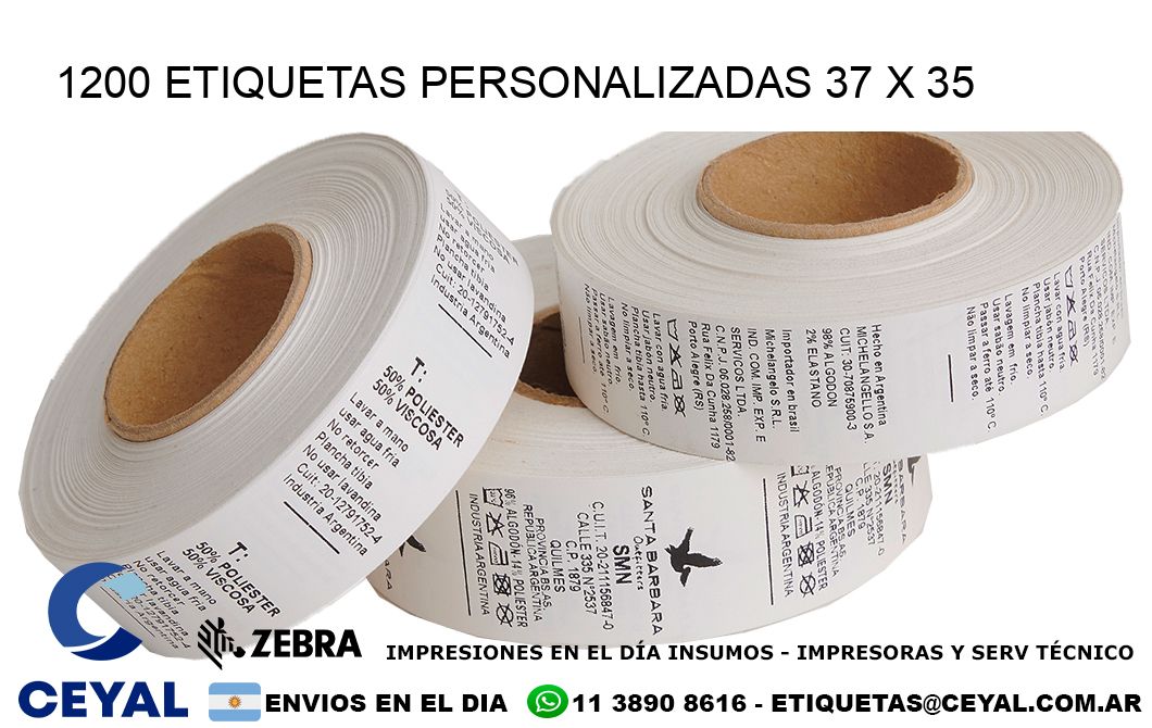 1200 ETIQUETAS PERSONALIZADAS 37 x 35