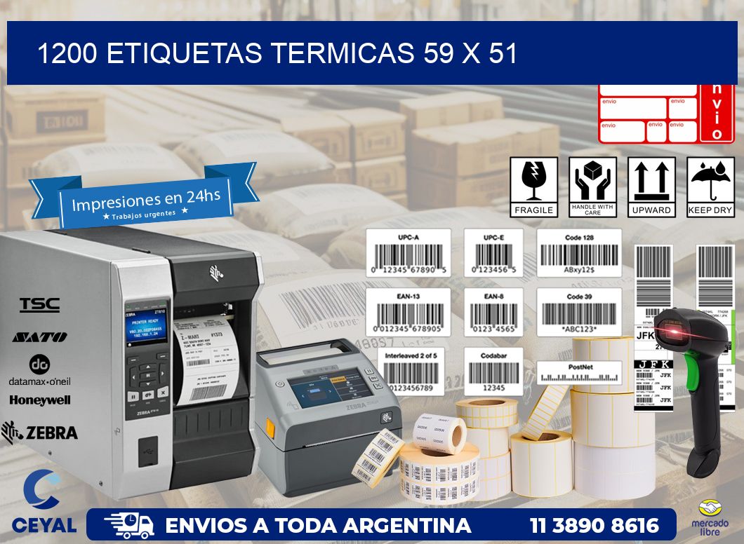 1200 ETIQUETAS TERMICAS 59 x 51