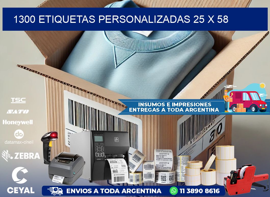 1300 ETIQUETAS PERSONALIZADAS 25 x 58