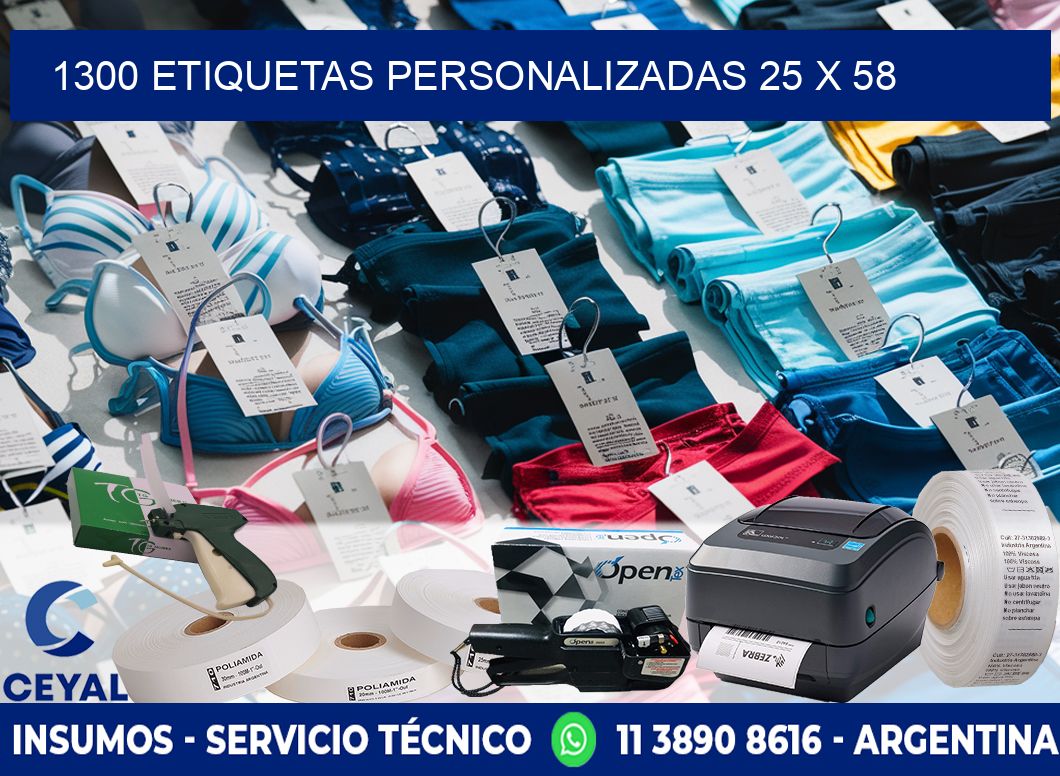 1300 ETIQUETAS PERSONALIZADAS 25 x 58