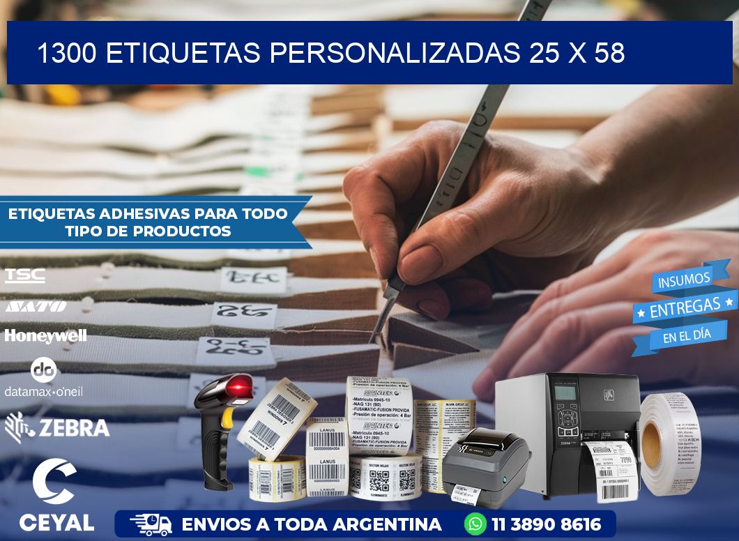 1300 ETIQUETAS PERSONALIZADAS 25 x 58