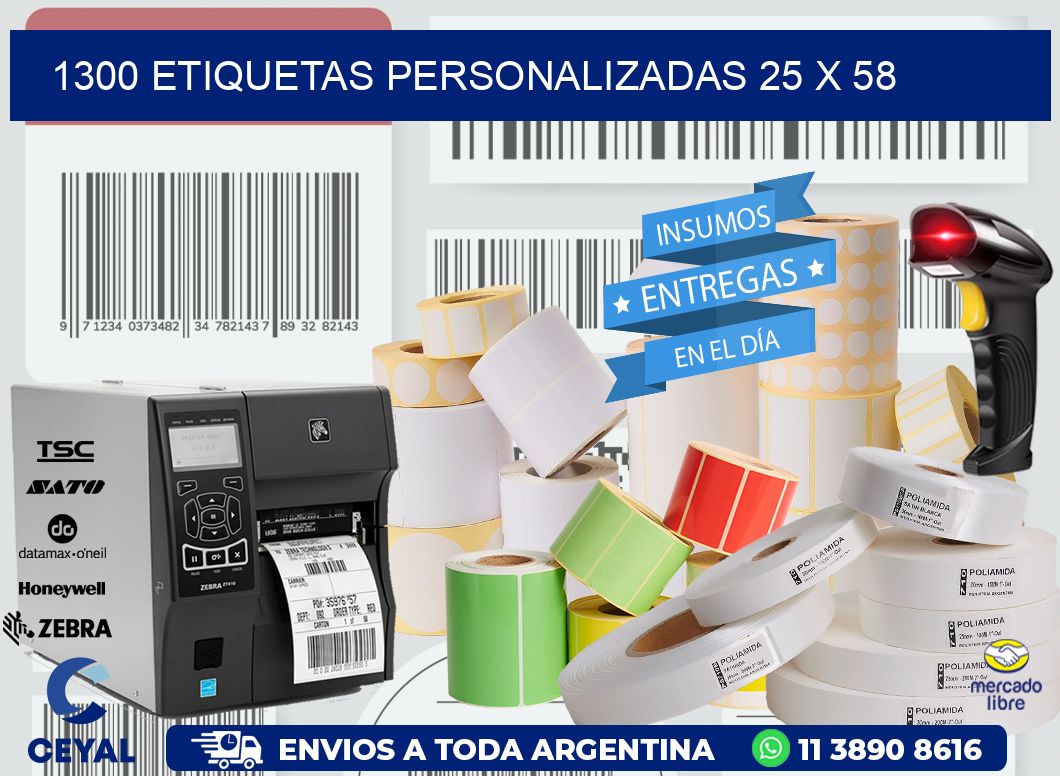 1300 ETIQUETAS PERSONALIZADAS 25 x 58