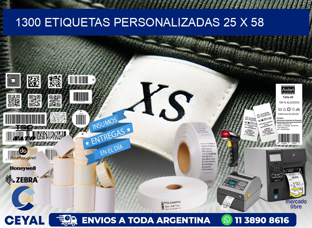 1300 ETIQUETAS PERSONALIZADAS 25 x 58