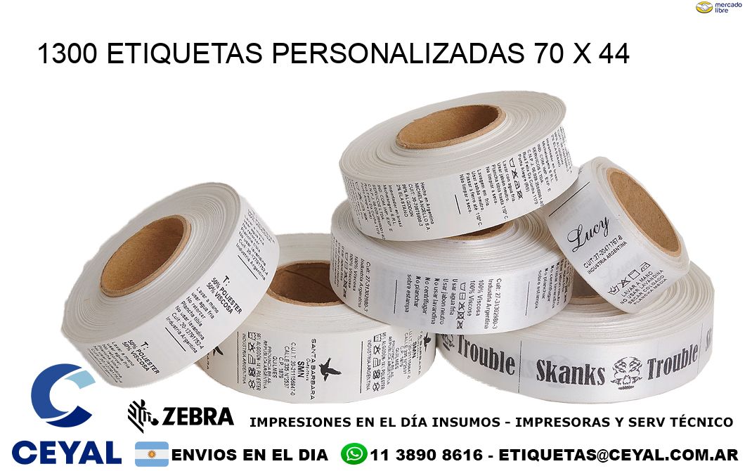 1300 ETIQUETAS PERSONALIZADAS 70 x 44