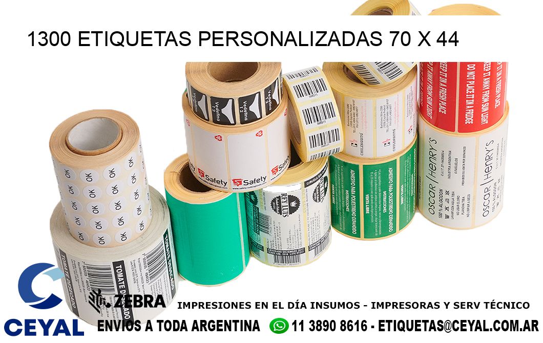 1300 ETIQUETAS PERSONALIZADAS 70 x 44