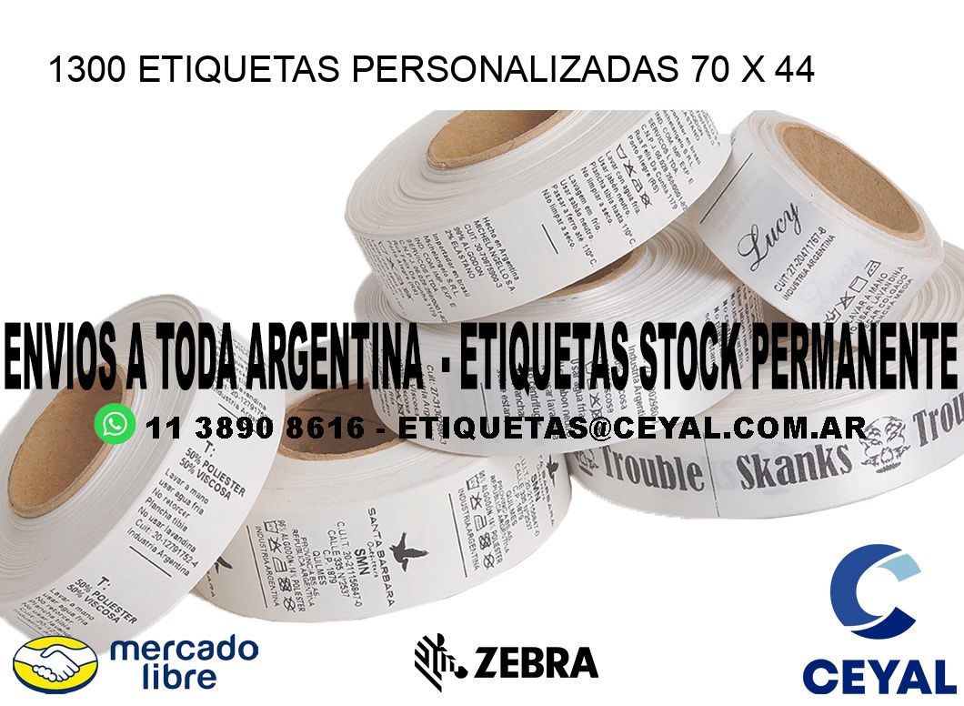 1300 ETIQUETAS PERSONALIZADAS 70 x 44