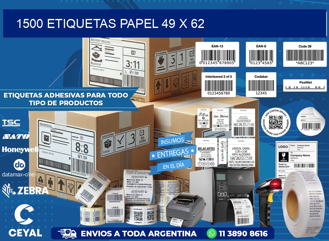 1500 ETIQUETAS PAPEL 49 x 62