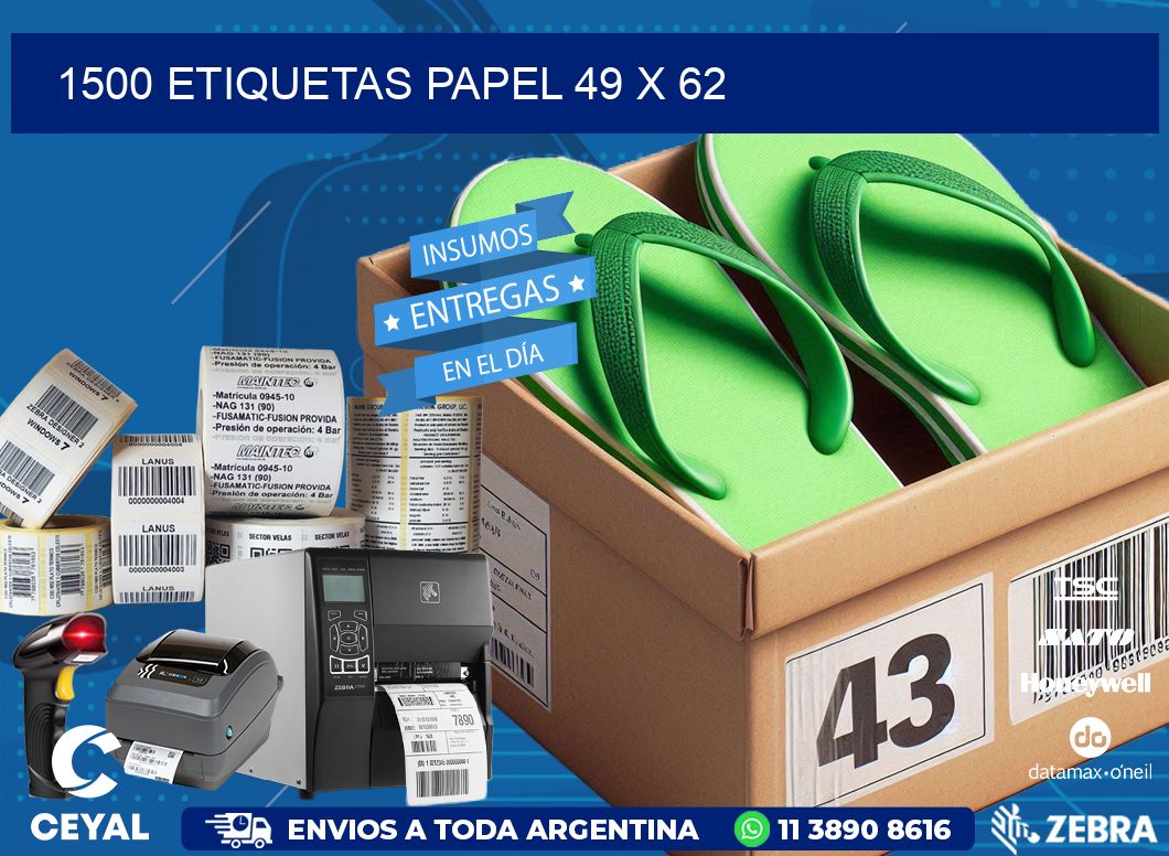 1500 ETIQUETAS PAPEL 49 x 62